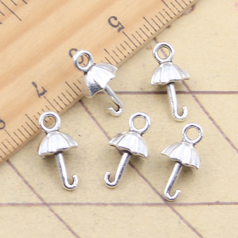 Umbrella Parasol Charms Antique Silver Color Alloy Charms Pendant For Jewelry Making 15x8x6MM