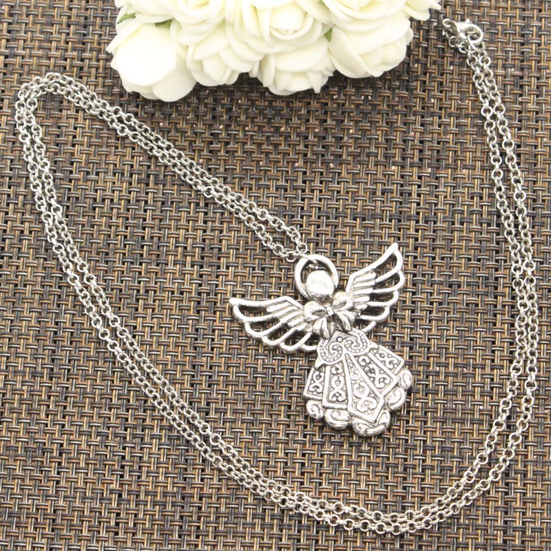 Vintage style jewelry wholesale men cool accessories guardian angel wings pendant necklace