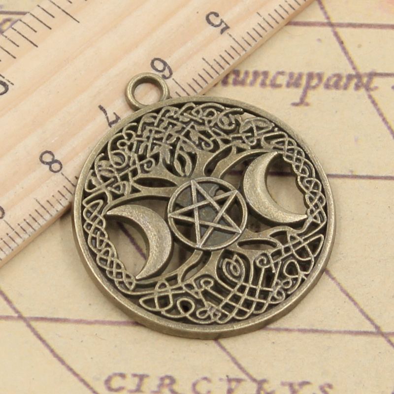 Charms Tree of Life Norse Viking Moon star 39x34mm Antique Silver Color Pendants Making DIY Handmade Tibetan Finding Jewelry