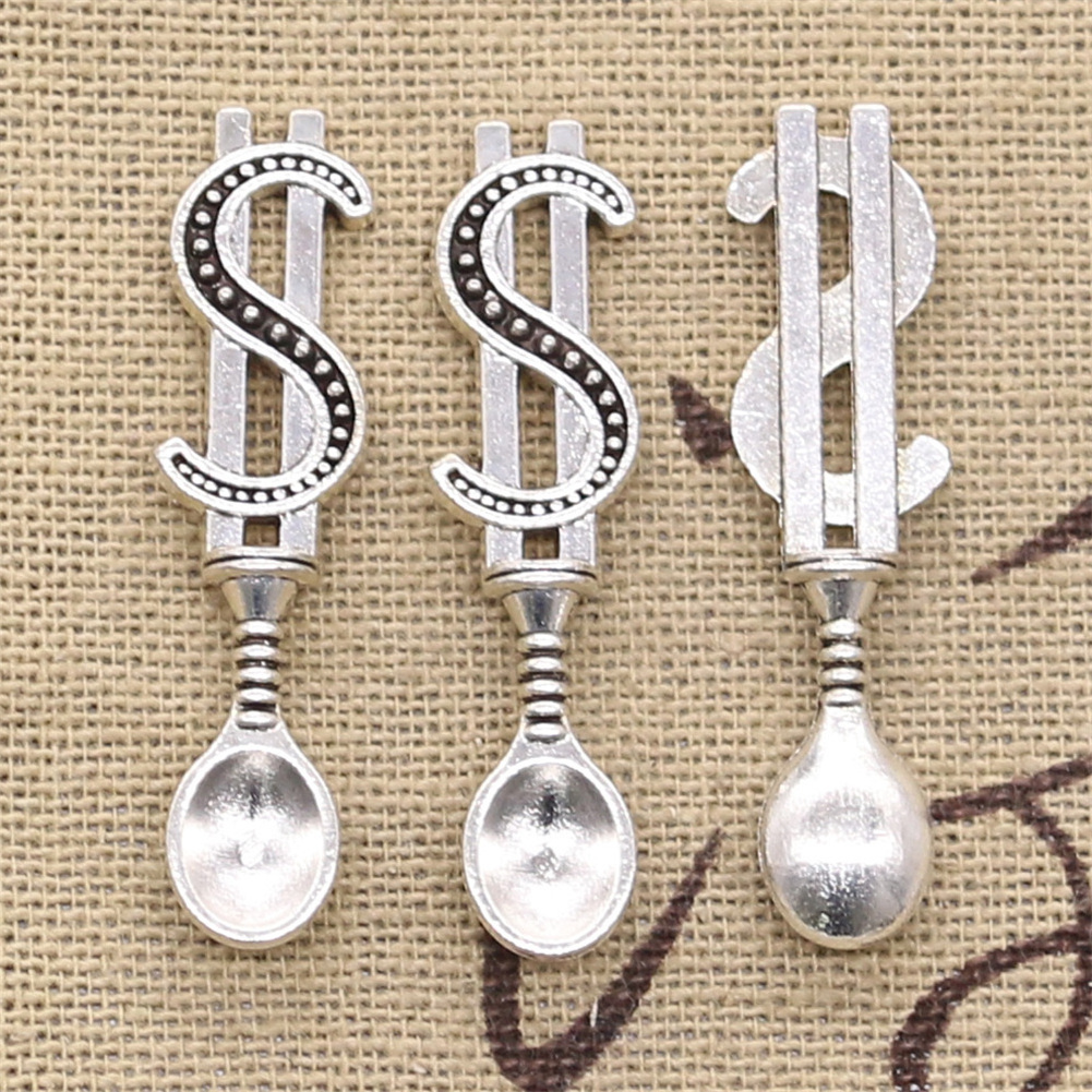 Charms money dollar spoon 37x9mm Tibetan Silver Color Pendants Antique Jewelry Making DIY Handmade Craft