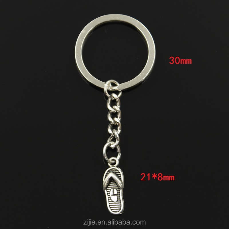 Personalized promotional flip flops slipper metal charm keychain for gift