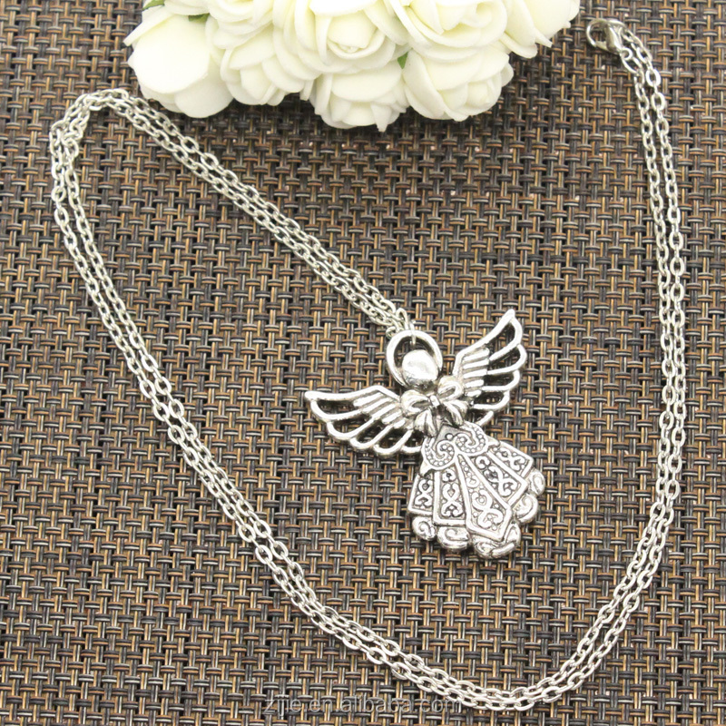 Vintage style jewelry wholesale men cool accessories guardian angel wings pendant necklace