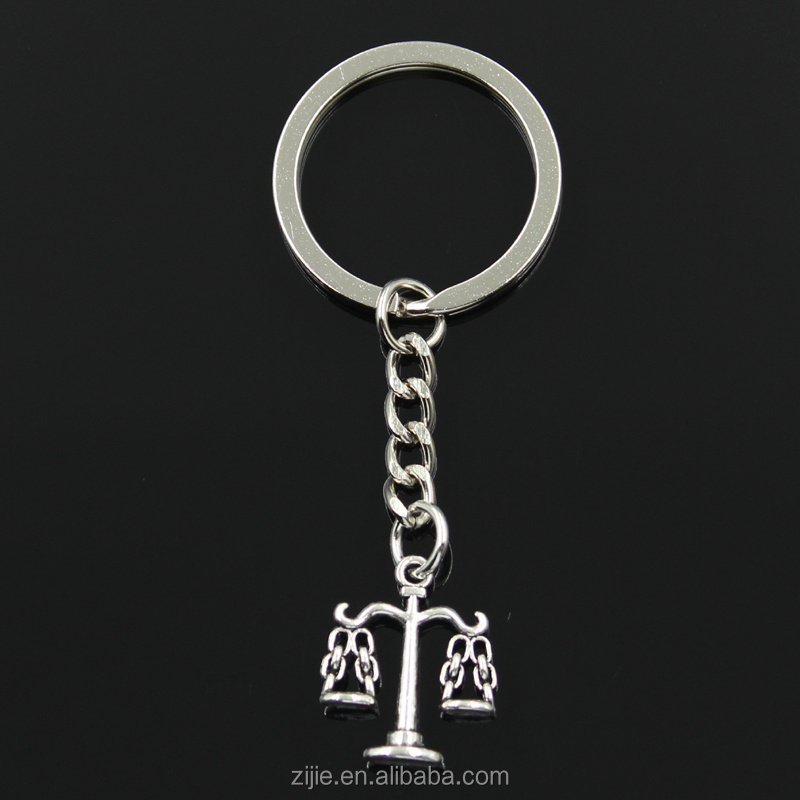 Keychain 22*17mm libra scales of justice Pendants DIY Men Jewelry Car Key Chain 30mm Ring Holder Souvenir For Gift