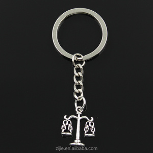 Keychain 22*17mm libra scales of justice Pendants DIY Men Jewelry Car Key Chain 30mm Ring Holder Souvenir For Gift