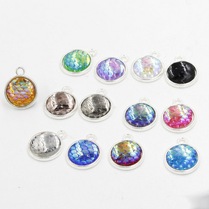 DIY Jewelry Stainless Steel 12mm Mermaid Scale Pendant Charms For Necklace Earrings Fish Beauty Scale Charm Jewelry Making