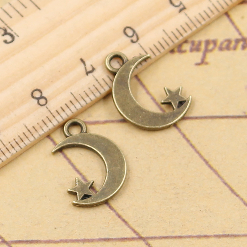 Charms moon star 17x11mm Tibetan Silver Color Pendants Antique Jewelry Making DIY Handmade Craft