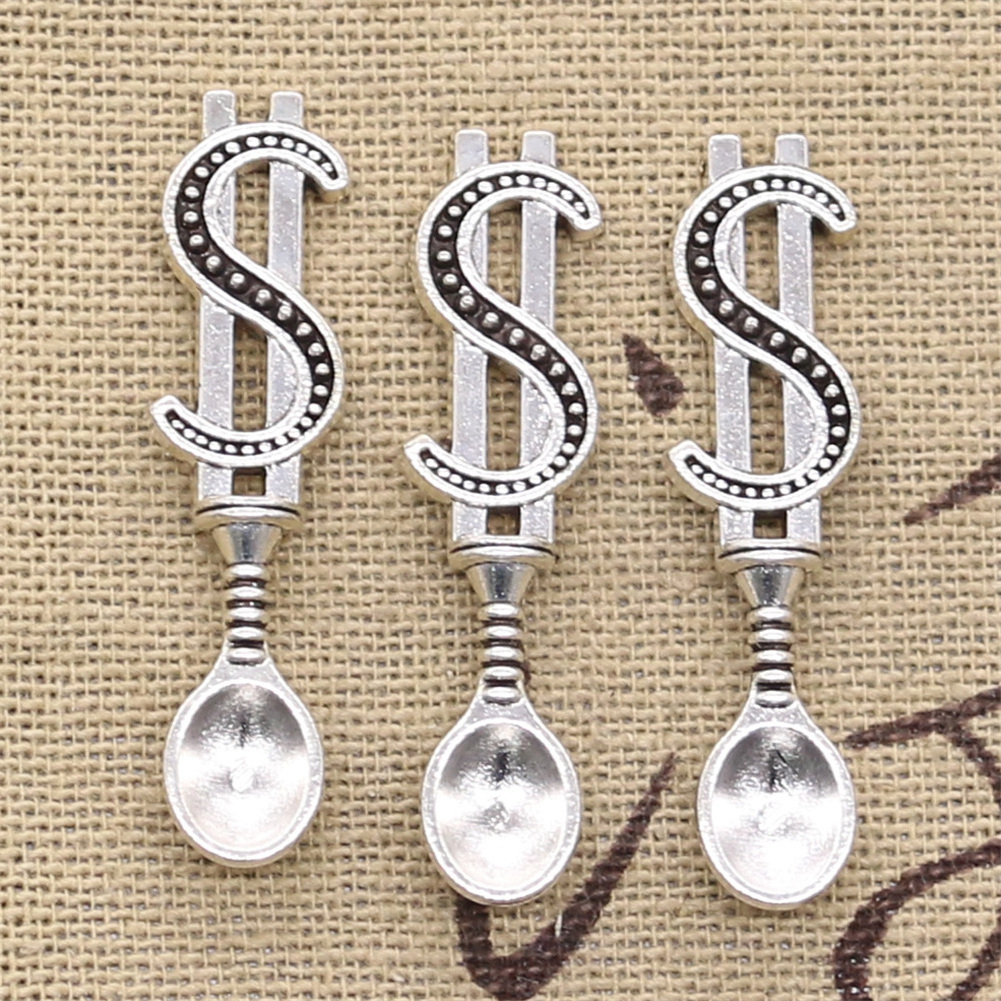 Charms money dollar spoon 37x9mm Tibetan Silver Color Pendants Antique Jewelry Making DIY Handmade Craft