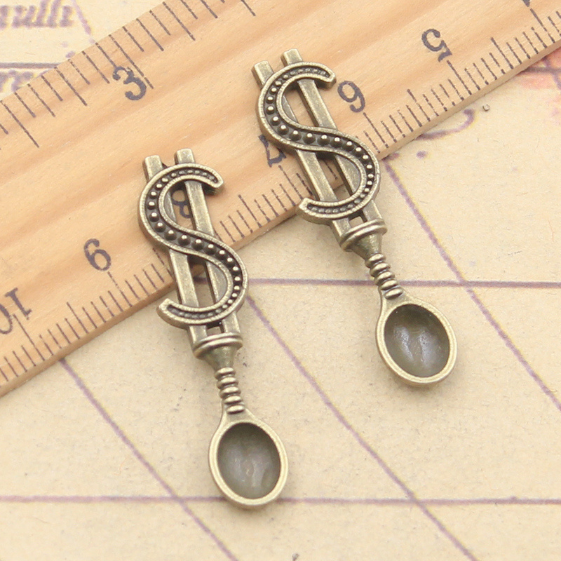 Charms money dollar spoon 37x9mm Tibetan Silver Color Pendants Antique Jewelry Making DIY Handmade Craft