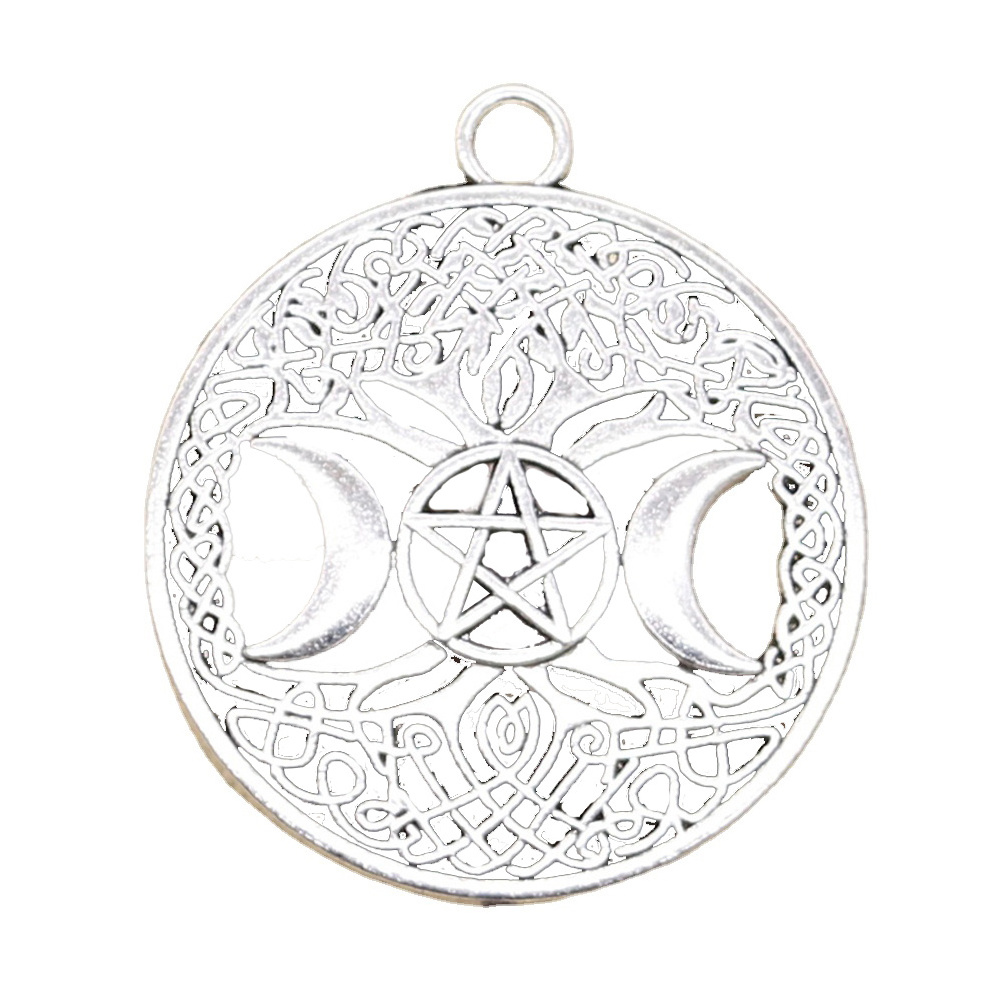 Charms Tree of Life Norse Viking Moon star 39x34mm Antique Silver Color Pendants Making DIY Handmade Tibetan Finding Jewelry