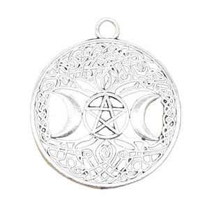 Charms Tree of Life Norse Viking Moon star 39x34mm Antique Silver Color Pendants Making DIY Handmade Tibetan Finding Jewelry