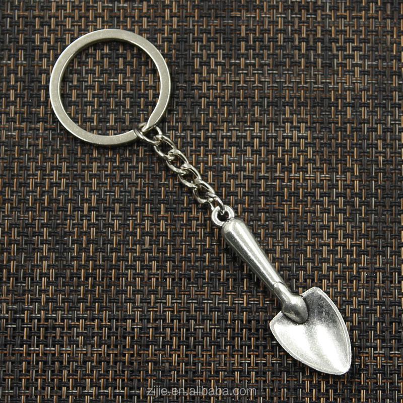 Keychain 51mm shovel spade trowel gardening Pendants DIY Men Jewelry Car Key Chain 30mm Ring Holder Souvenir For Gift