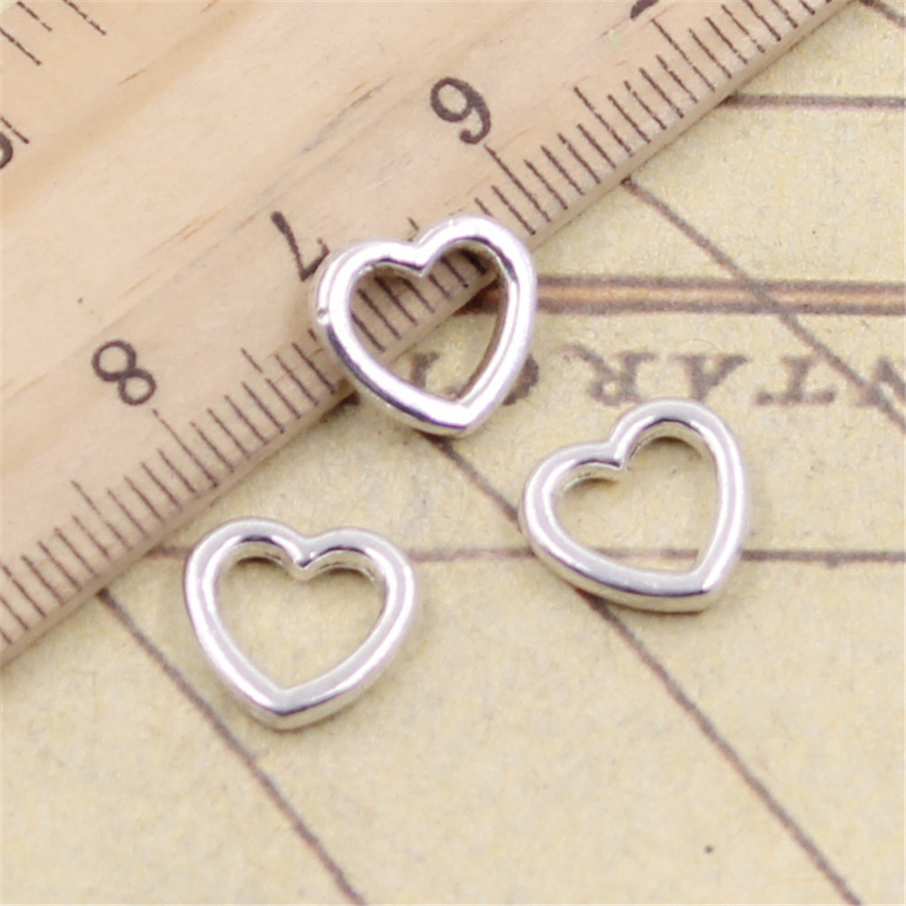 Charms hollow heart 10x10mm Tibetan Silver Color Pendants Antique Jewelry Making DIY Handmade Craft