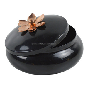 Shiny Black Jar Storage Metal Painted Ironic Dry Fruits Serving Candy Storage Bins Box & Containers