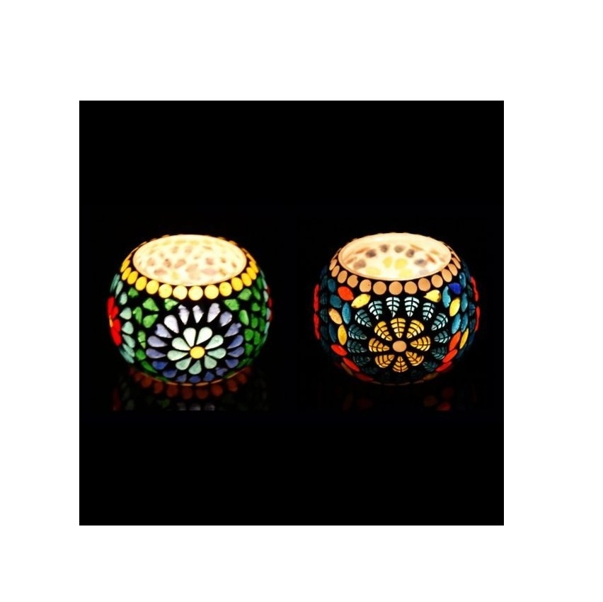 Elegant Glass Mint Colorful Tea Light Holder Luxurious Addition Mosaic Candle Holders High Quality Votive Bulk Supplies