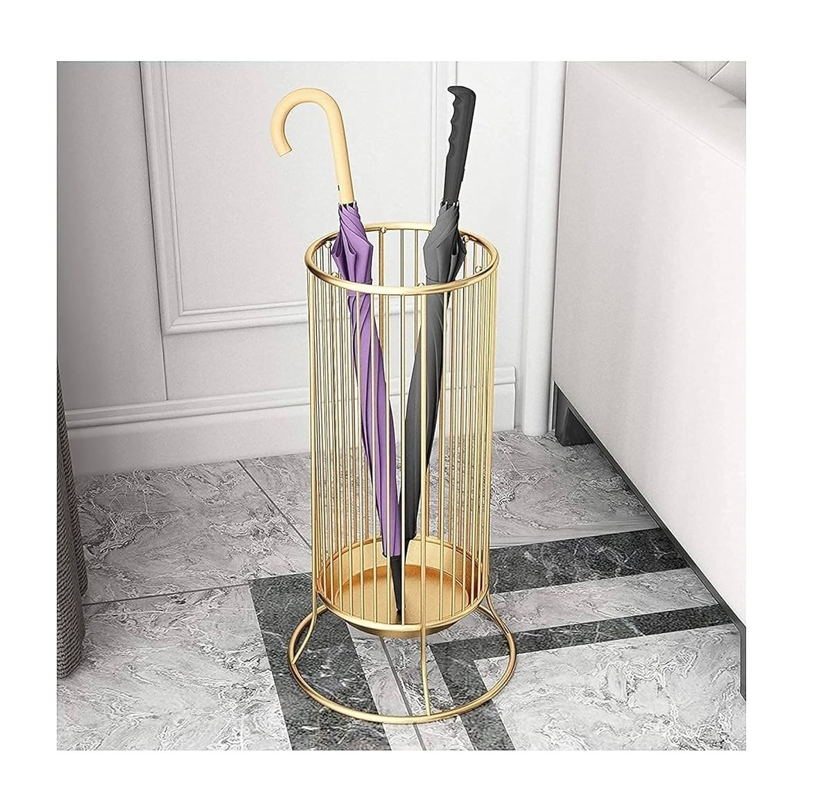 2023 New design home shopping mall large capacity umbrella storage rack metal umbrella stand holder with hooks