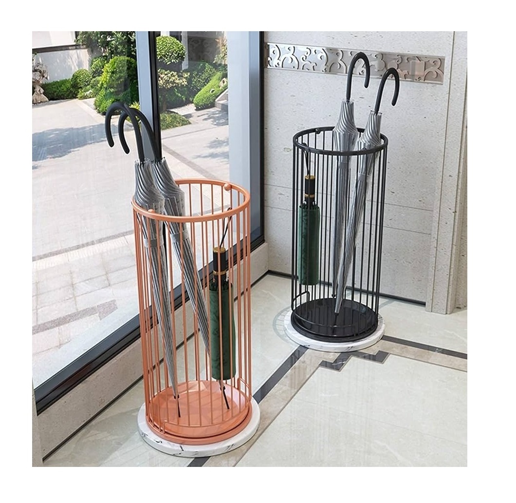 2023 New design home shopping mall large capacity umbrella storage rack metal umbrella stand holder with hooks