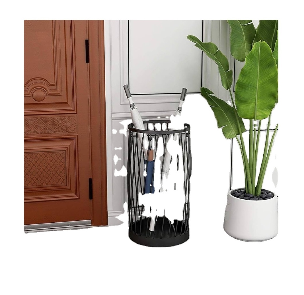 2023 New design home shopping mall large capacity umbrella storage rack metal umbrella stand holder with hooks