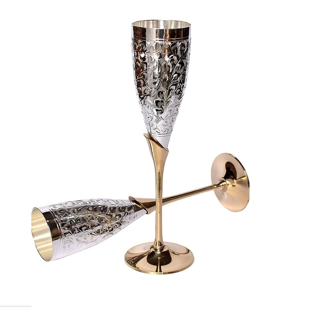 Hammered Stainless Steel Wine Goblet Manufacturer Champagne Glasses Silver Plated Steel Wine Goblet Wholesale Supplier