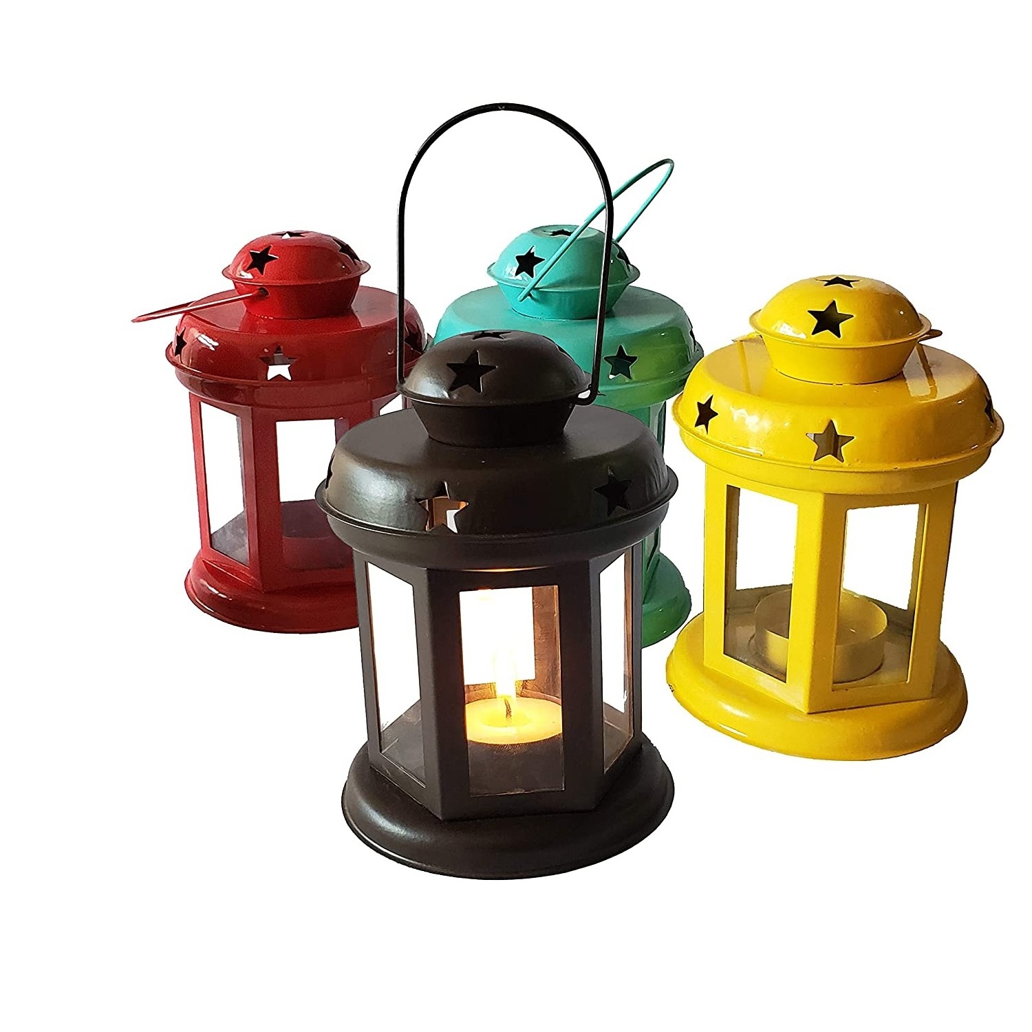 Red Painted Salsa Lanterns Wholesale Design Best Hanging Mini Iron Candle Lanterns Standard Colored Tea Light Holder Lanterns