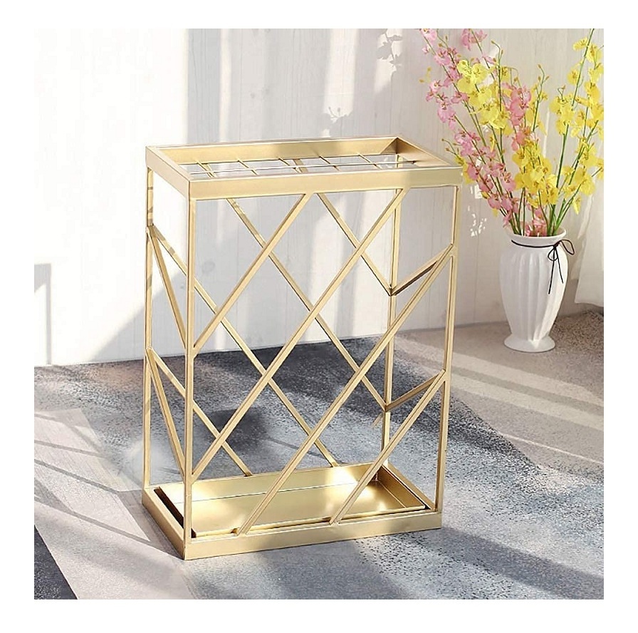 Hot Sell 2023 Umbrella Stand Metal Wrought Iron Drip Tray Umbrella Stand Decorative Holder Metal Umbrella Holder Round Rack