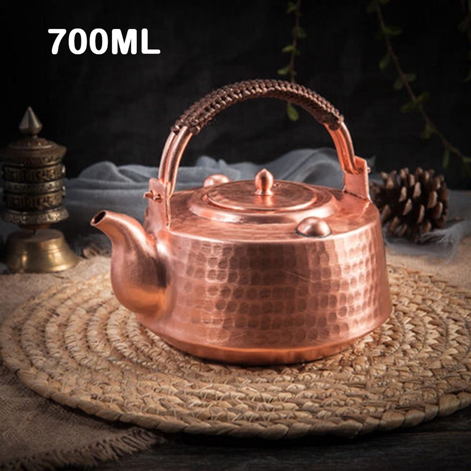 100% hammered copper tea serving kettle for tea supplies tea copper pot matte polished for customized sale