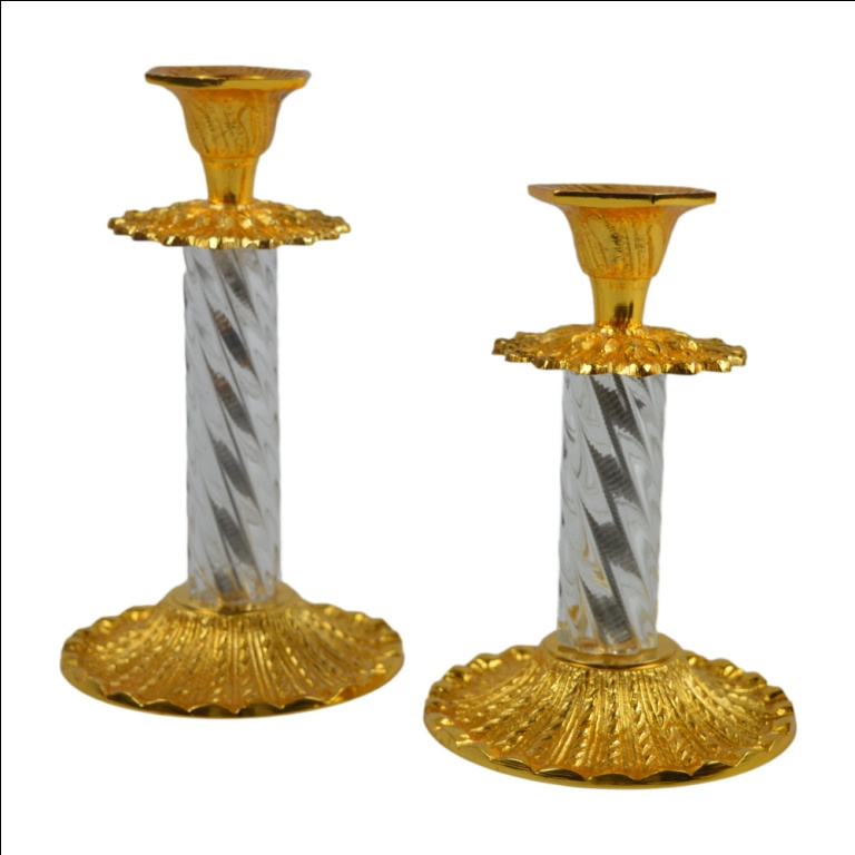 Metal Glass Combo Candle Holders Set 2 Pieces of Candlestick Stand High Quality Table T Light Holder Christmas Decoration