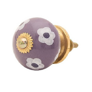 Violet Color Floral Design Latest Arrival Kitchen Cabinet Door Knobs Drawer Pulls Ceramic fancy door knobs Made In India