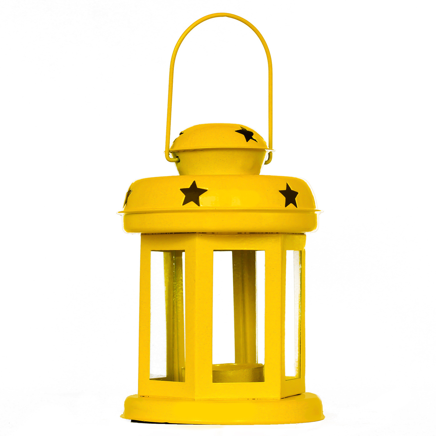 Yellow Painted Salsa Lanterns Metal And Glass Combo Small Lamp Candle Lanterns Standard Colored Tea Light Holder Lanterns