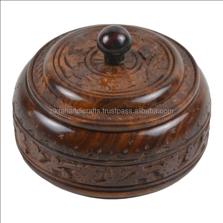 Mini Storage Box Wooden Design Round Pot With Lid Best For Dry Fruits Candy Bins Chocolate Storage Containers