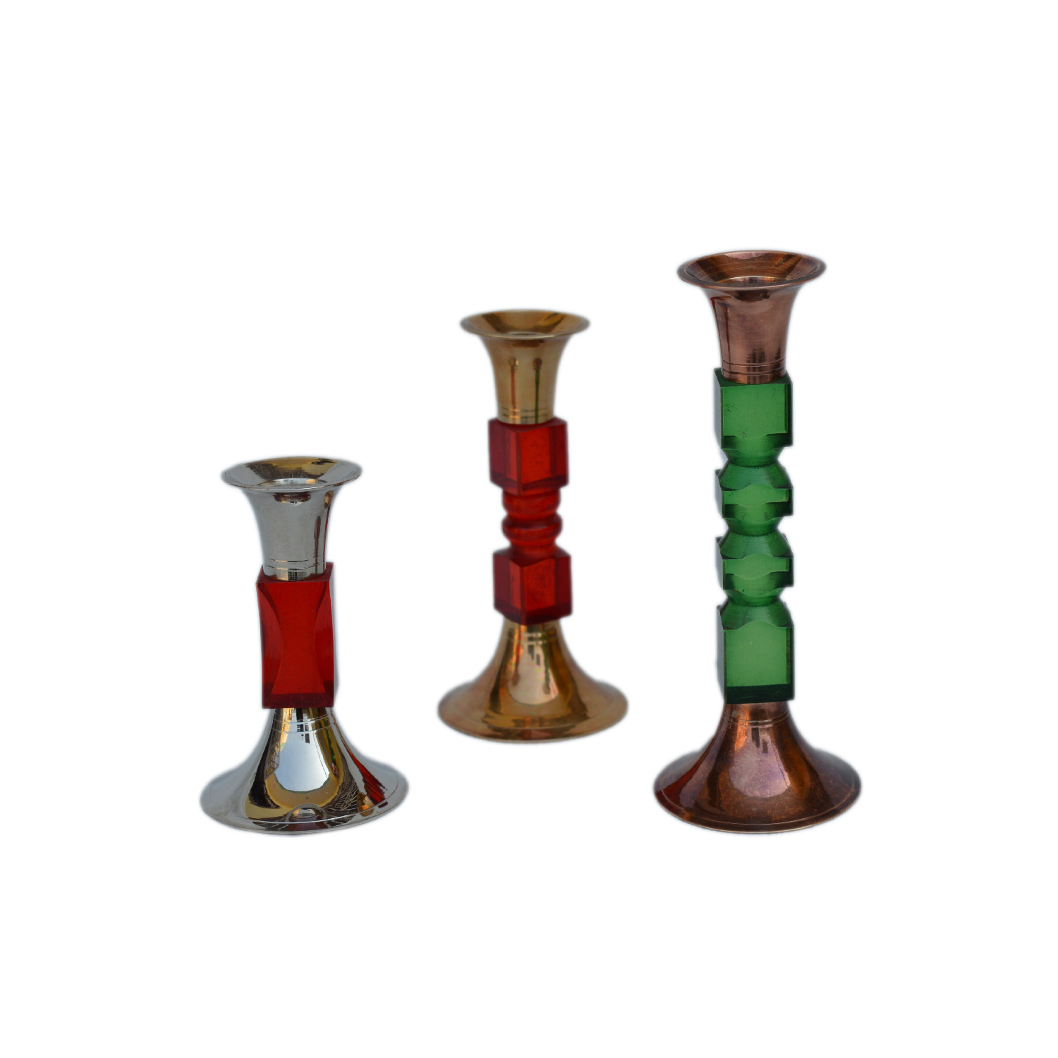 Multiple Design Candle Holders Set of 3 Candlestick Stand Metal & Stone Tableware T Light Holder Christmas Decoration