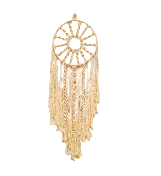 Trendy Moon Shaped Design Macrame Dream Catcher Professionally Designed For Wall Decor Natural Decor For Living Room Bedroom