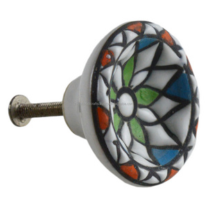 Most Popular Design Rounded Ceramic Kitchen Furniture Door Handle Antique Style Zinc Cabinet Handles Ceramic Knobs Home Decors