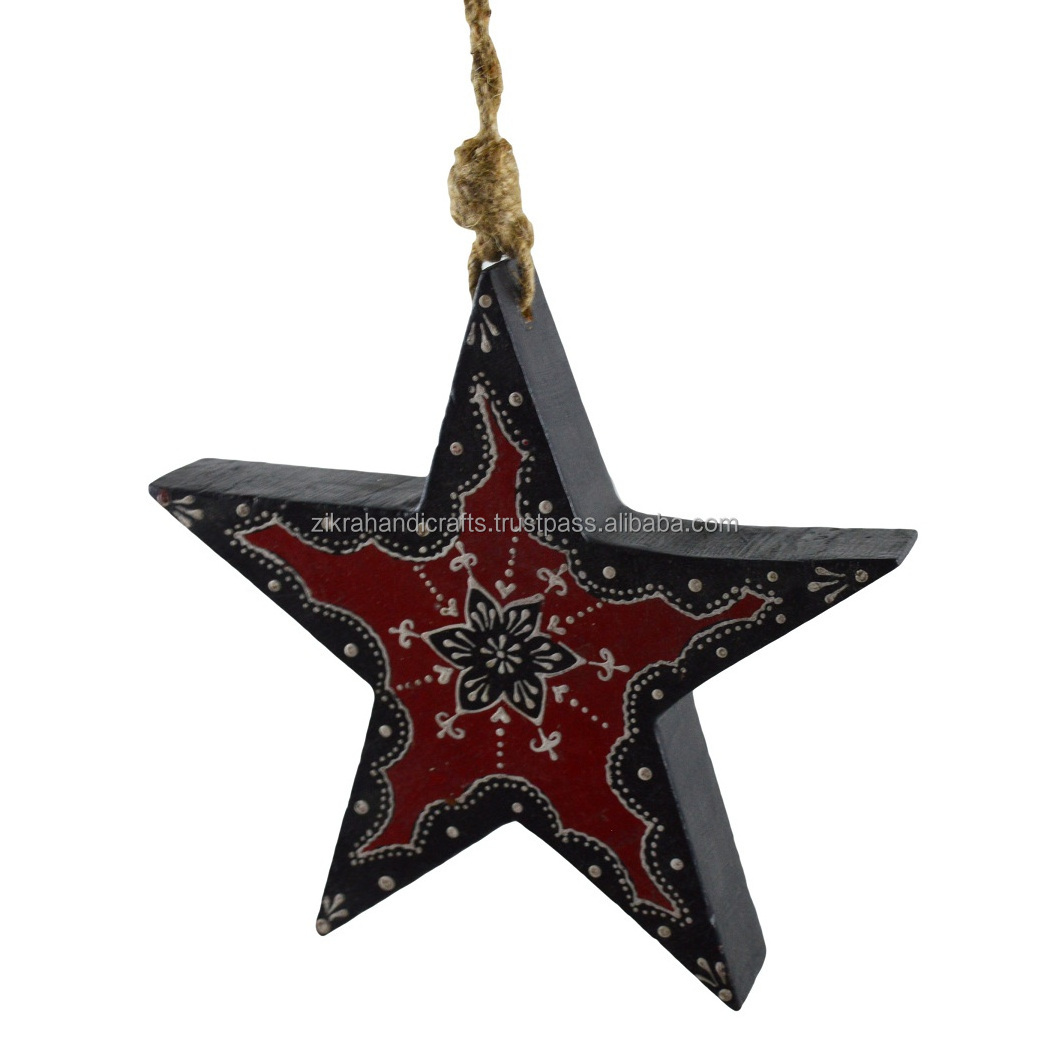 Wooden Star Ornaments Decor Best Indoor And Outdoor Antique Theme Design Natural Material Christmas Hanging Star Ornaments