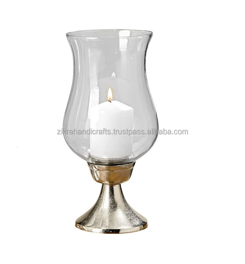 White Candle Lantern Glass And Metal Combo Perfect Indoor and Outdoor Tabletop Home and Wedding Centerpiece Cheap Candle Lamps