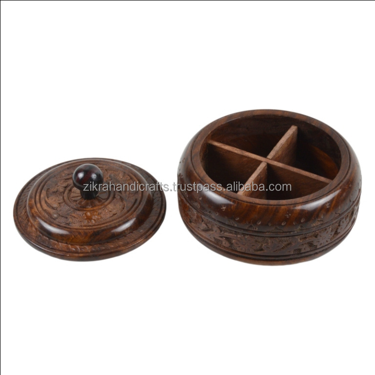 Mini Storage Box Wooden Design Round Pot With Lid Best For Dry Fruits Candy Bins Chocolate Storage Containers