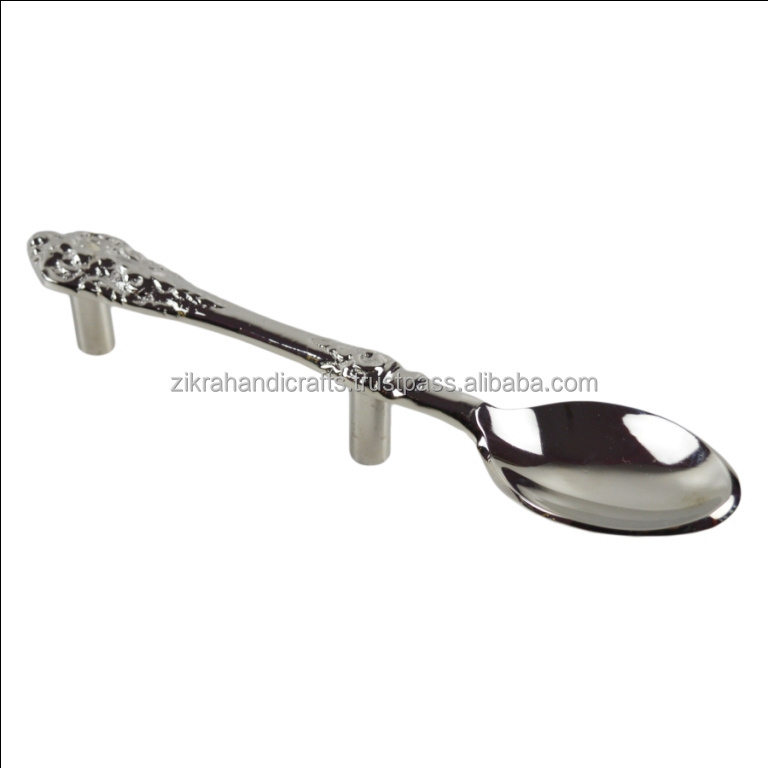 Silver Plated Knob Metal Leaf Design Furniture Drawer Door Handle Antique Style Showcase And Cabinet Handles Metal Pull Handle