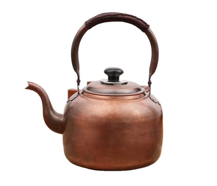 100% hammered copper tea serving kettle for tea supplies tea copper pot matte polished for customized sale