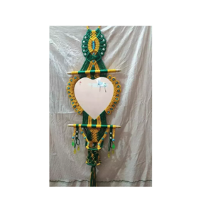 Heart Design and Charming Color Macrame Wall Mirror Decorative and Creative Design Good Looks Natural Finishing Christmas Decor