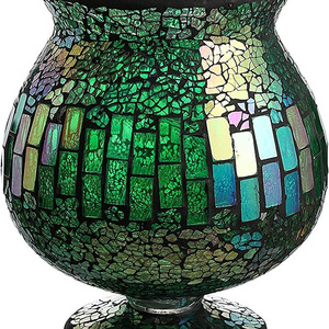 Latest Mosaic Glass Hurricane Holder Multiple Color Candle Holder Decorative Hurricane Traditional Mosaic Hurricane