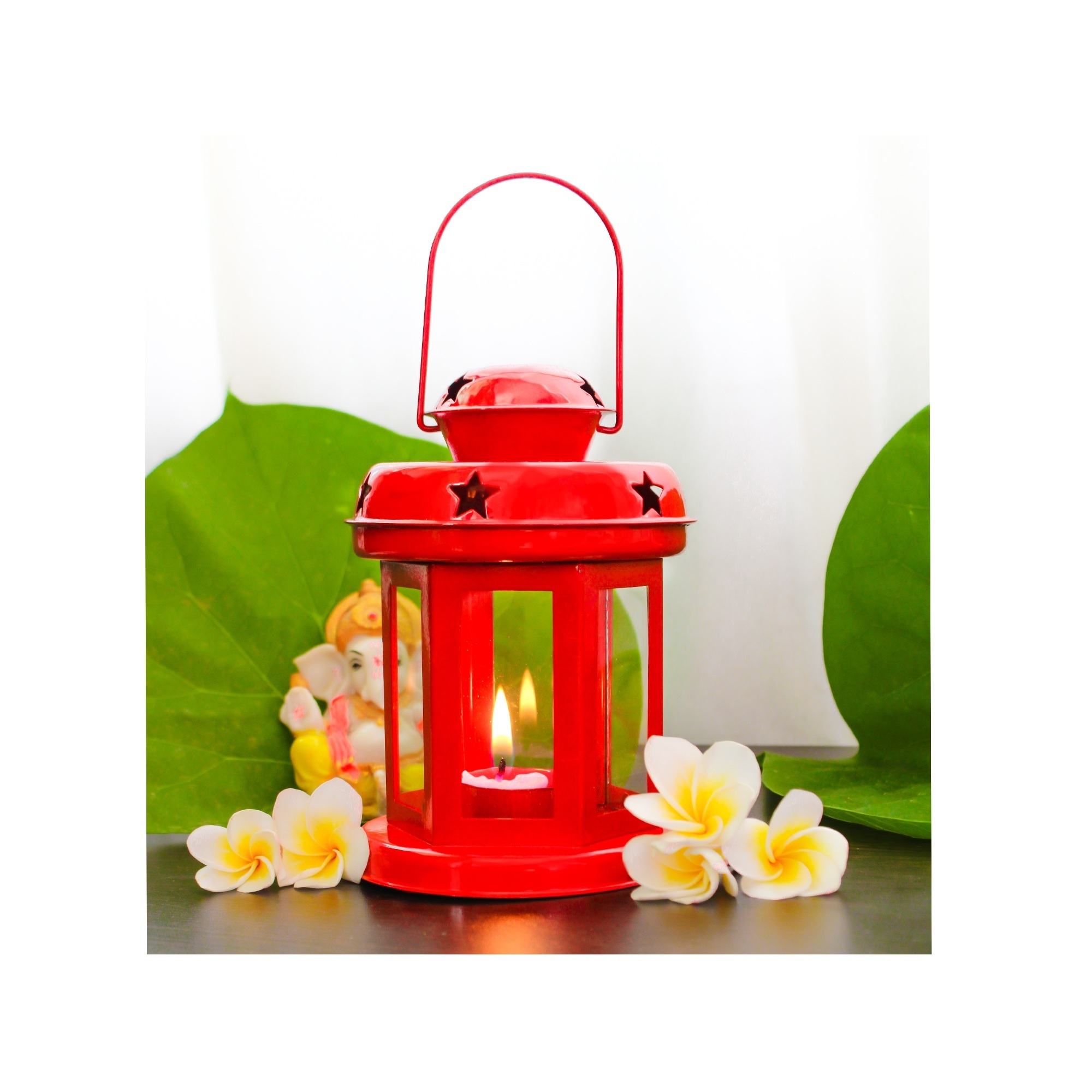 Yellow Painted Salsa Lanterns Metal And Glass Combo Small Lamp Candle Lanterns Standard Colored Tea Light Holder Lanterns