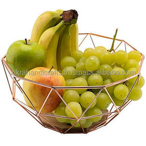 Copper Theme Fruit Basket Service Equipment Fruit Vegetable Storage Racks Display Basket for Supermarket Handmade Iron Metal