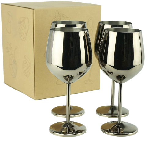 Nordic Stylish Stainless Steel Metal Drinking Cup Stemmed Goblet gold plated wine glass wine cup and wine stopper