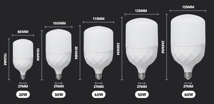 SGS lighting t bulb mini cover 20w 30w 40w 50w 60w 220v ac led lamp b22 e27 led light bulb