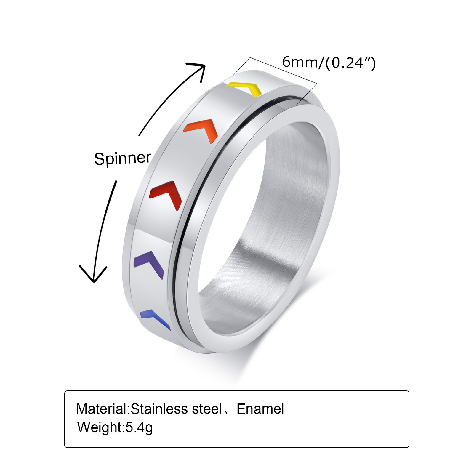 Wholesale Fashion Stainless Steel Rotatable Gay Pride Lgbt Finger Ring Men Rings Women Supplier Factory Price