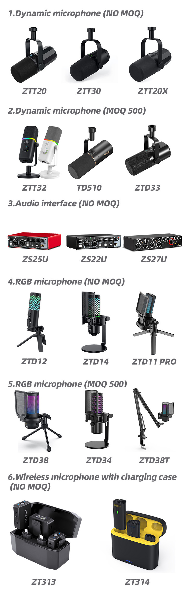 Professional Soundcard Streaming Podcast Recording Studio Equipment Audio Interface Sound Card and Dynamic Microphone