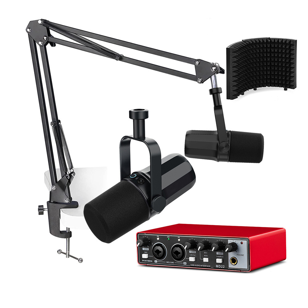 OEM Micro Music Recording Podcast Studio Equipment USB XLR Dynamic Microphone Bundle with Audio Interface Sound Cards Carte Son