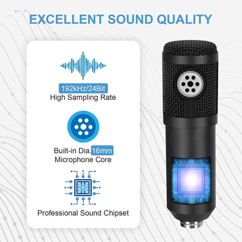 Zimhome Cheap Consumer Electronics Commonly Used Accessories & Parts ZTU12 USB Condenser Recording Studio Microphone Kit