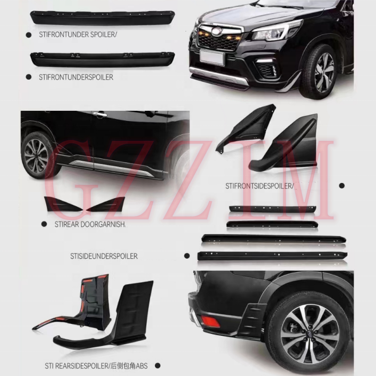 New design body kit front under spoiler front side spoiler rear side spoiler for Subaru Forester 2019 STI