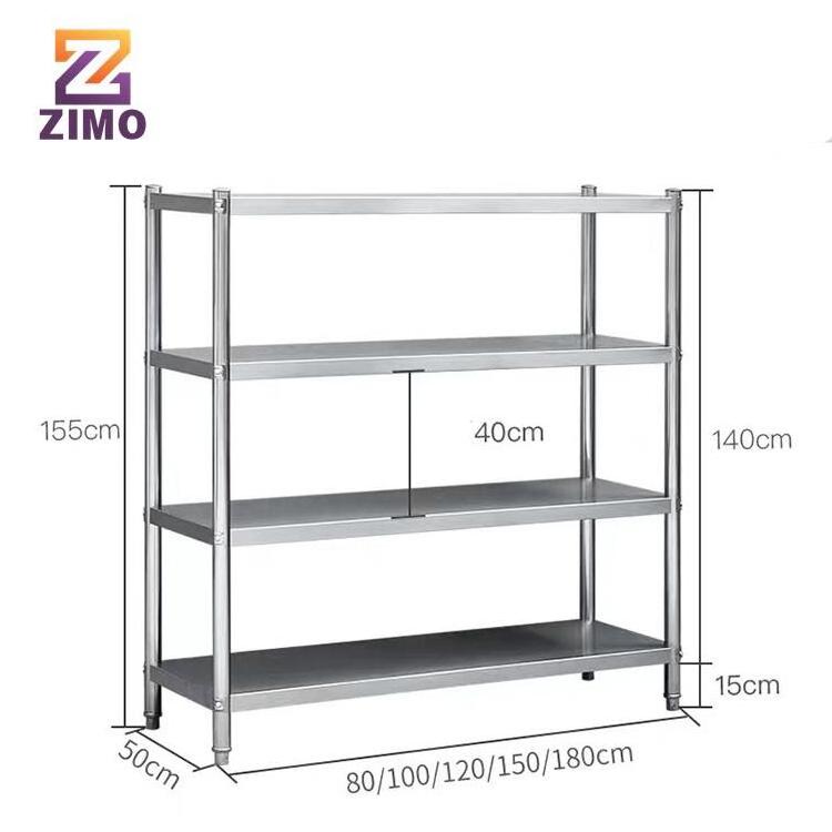 Commercial Industrial Shelving Kitchen Storage Shelf 4-tier Stainless Steel Rack For Kitchen