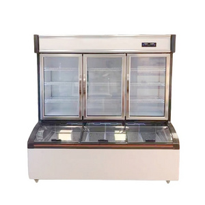 Supermarket Chiller Display Glass Door Vegetable Fruits Display Cooler Commercial Upright Freezer